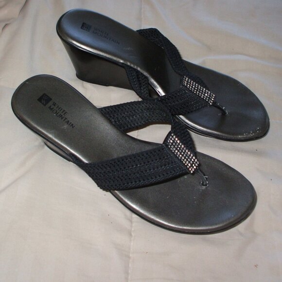 Bebe Women's Sequence Cap & Black Wedge Sandals - Size 9 - Picture 4 of 4